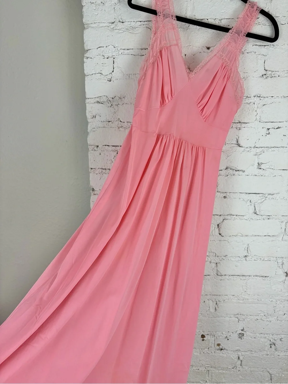 Vintage 50s Luxite by Holeproof Nylon Pink Maxi Slip Nightie Lingerie Dress 34 - Picture 9 of 15